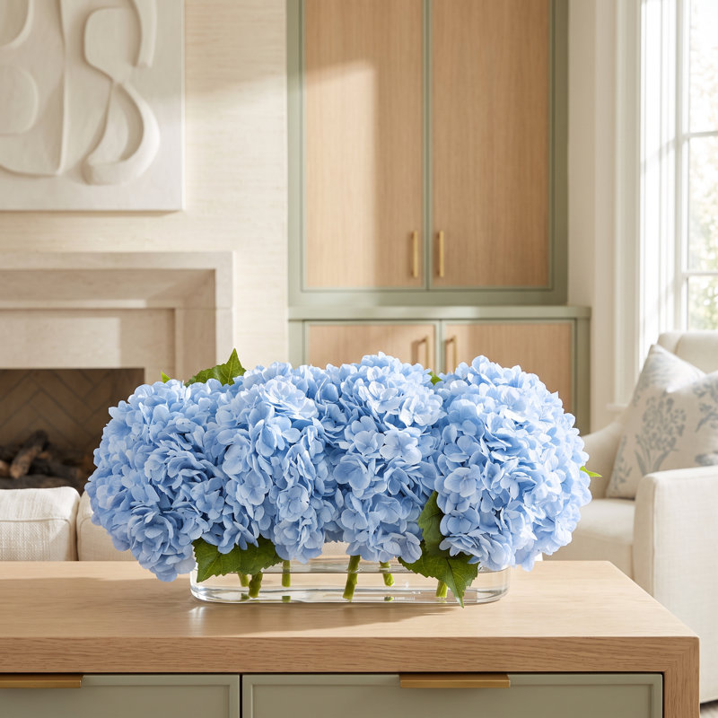 Faux Floral in Vase, Green