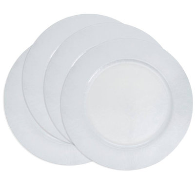 Faux Mother Of Pearl Charger Plates 13" Round, Set Of 4