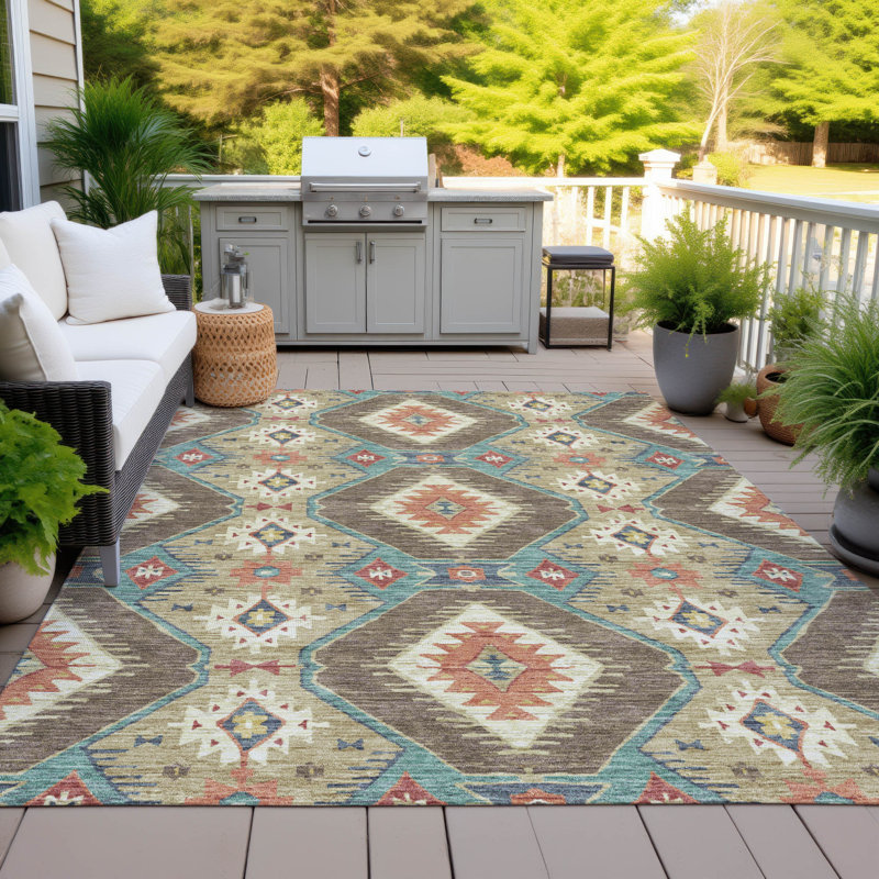 Tapis marocain intérieur / extérieur lavable à la machine Husby ACN2210, Rectangle 9 pi x 12 pi
