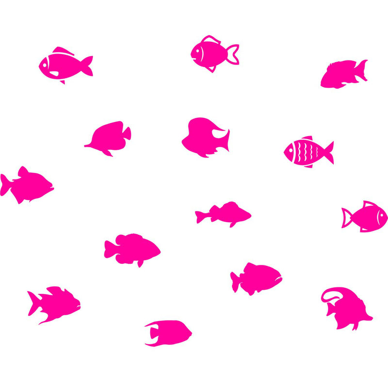 Décalcomanie murale "school of fish version 2" (ensemble de 14) Boley, Rose vif