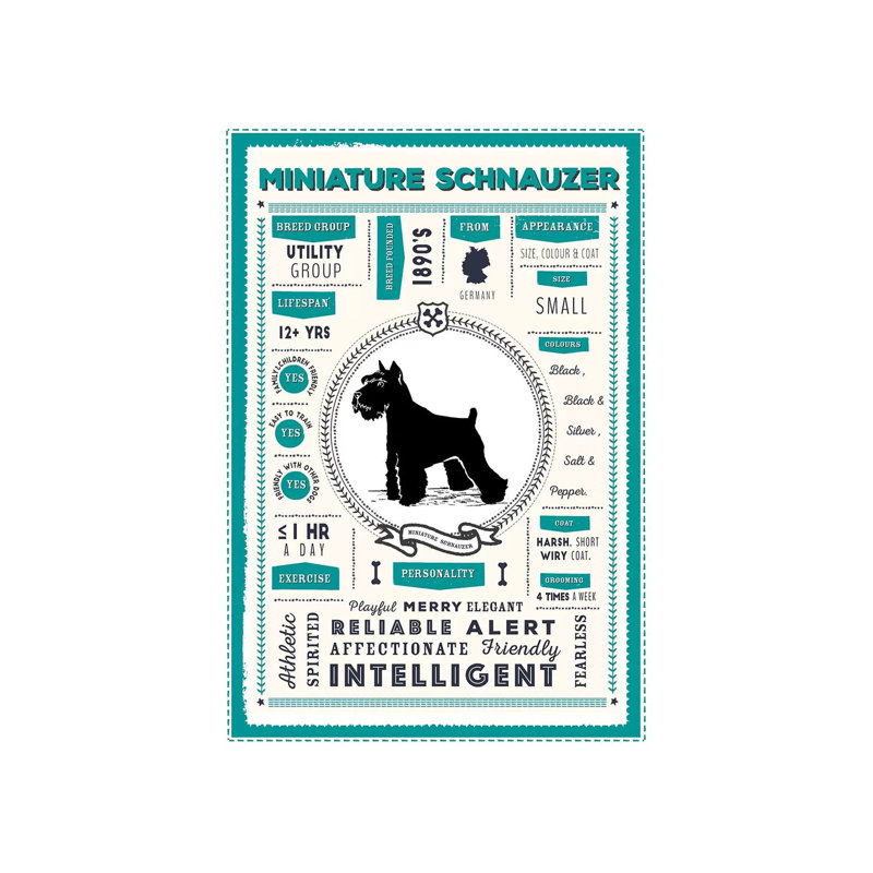 «Miniature Schnauzer Infographie Blue» par PaperPaintPixels, impression sur toile tendue, H 12 po x l 8 po x P 0,75 po