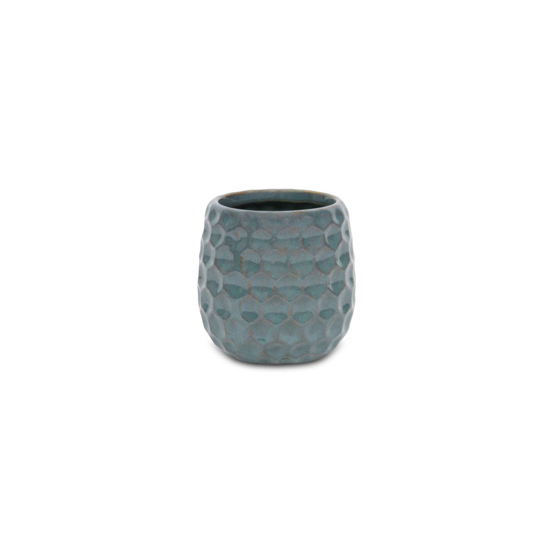 Pot à fleurs en céramique Eddins, Bleu, H 3,25 po x l 2,75 po x P 5,75 po