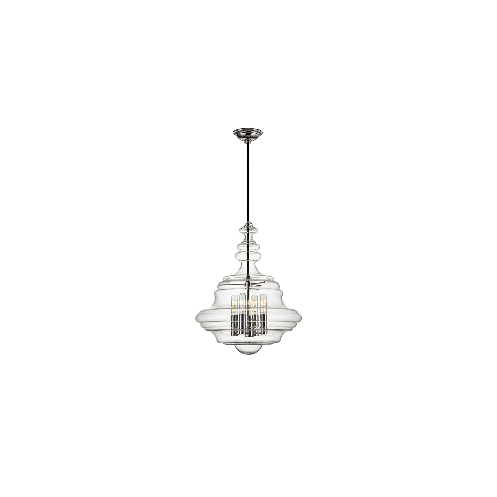 Roth 4 Light Glass Pendant, Polished Nickel