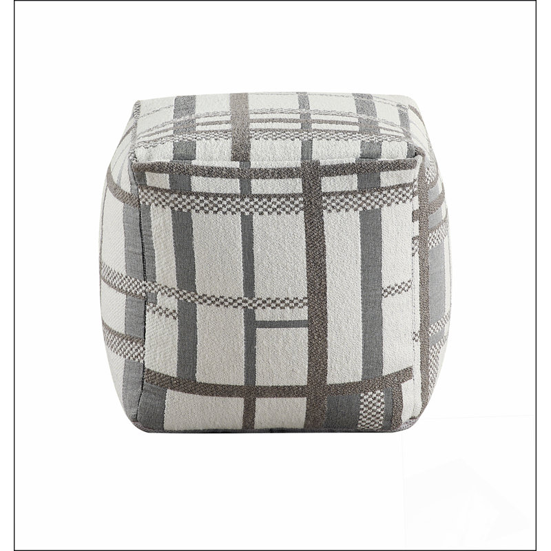 Square Pouf Ottoman – Jacquard Fabric, Non-Slip Bottom – Modern Footstool/Bean Bag Chair