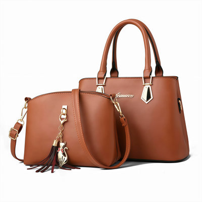 2 pièces / ensemble de sacs fourre-tout en cuir PU sacs à main pour dames Sacs à bandoulière à poignée supérieure