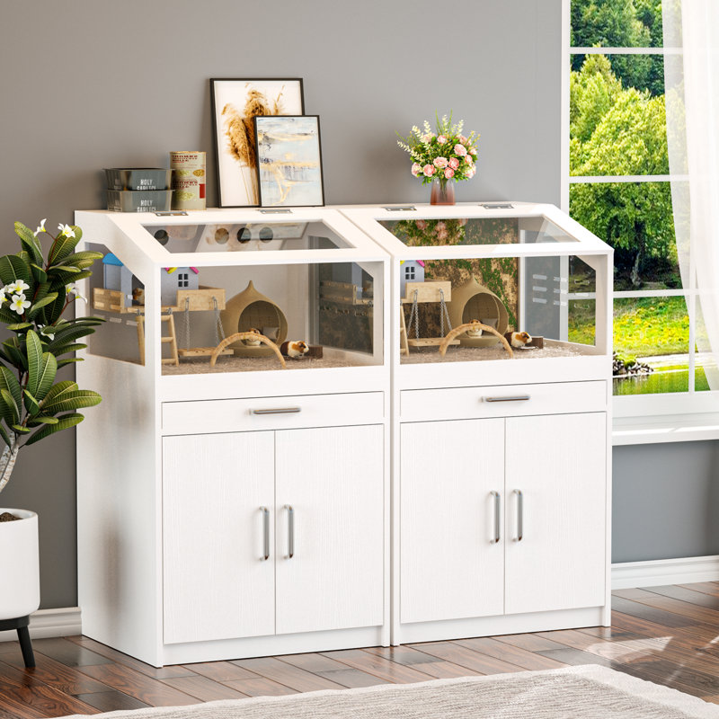 Image showcasing Latitude Run® Hamster Cage With Storage Cabinet & Reviews | Wayfair