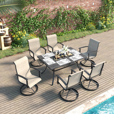 Errik PVC-Coated Polyester Swivel Rocking Dining