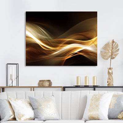 Gold Elegant Modern Sofa II - Abstract Modern Waves Canvas Art