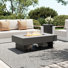 Table de foyer d'extérieur rectangulaire en acier avec réservoir de carburant caché