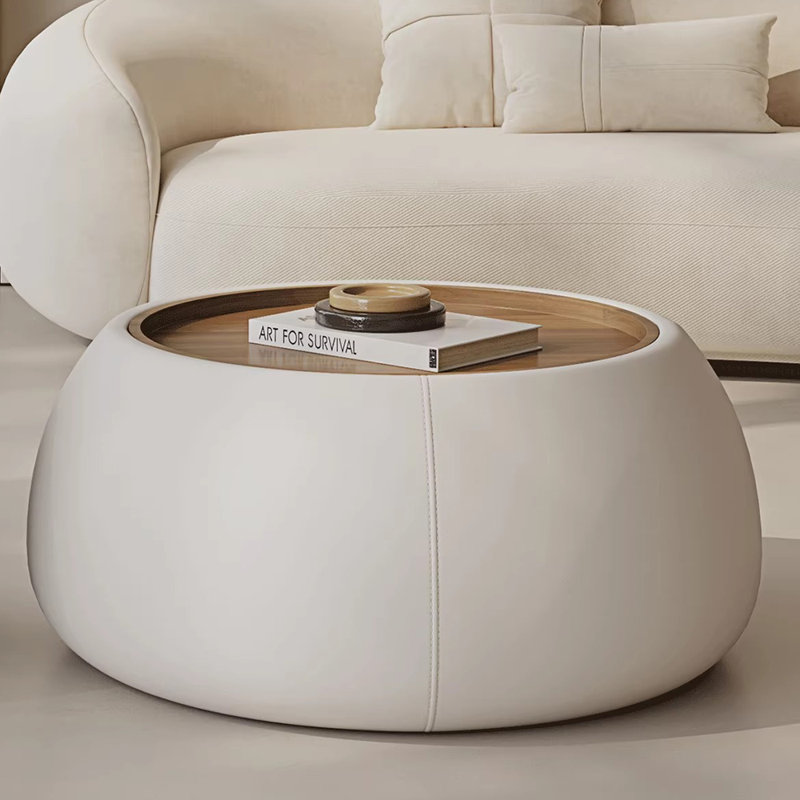 Table basse ronde de luxe légère, Noyer foncé
