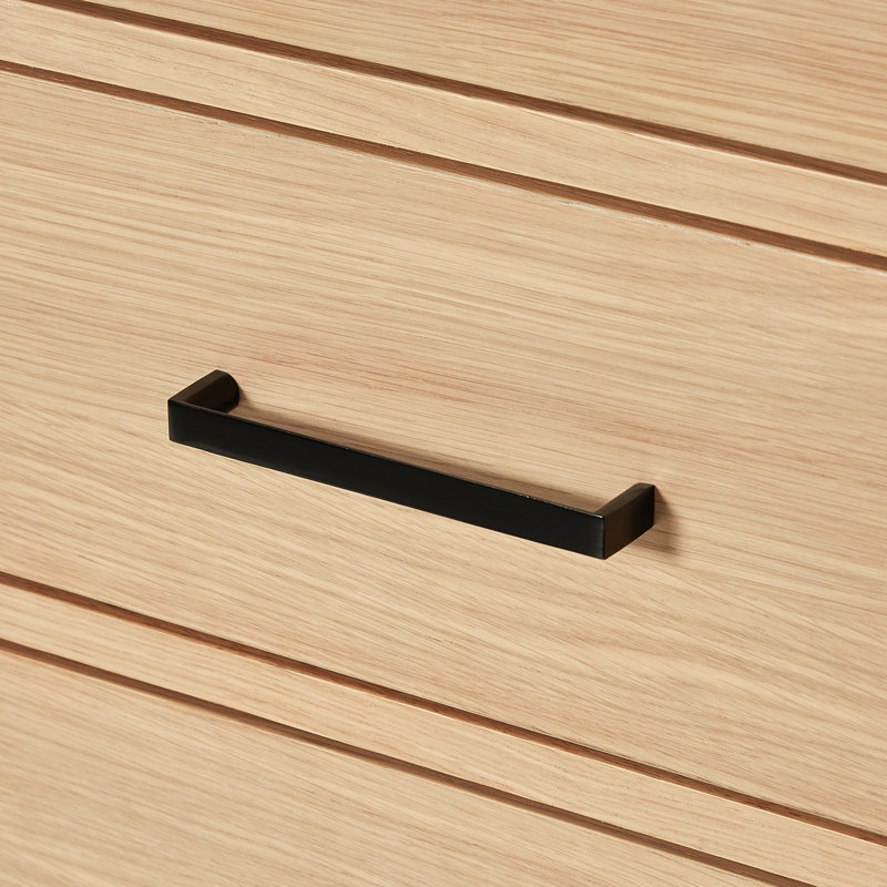 Hepburn 66'' Double Bathroom Vanity Base Only, Matte Black, Natural Oak