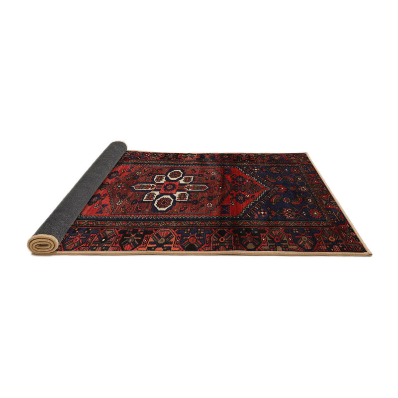 Tapis à motif oriental rouge / noir, Rond 3 pi