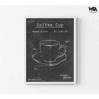 «Morning routine II» par Ethan Harper, œuvre d'art de tasse à café en noir et blanc, art mural de tableau noir de café, art mural de cuisine de bureau