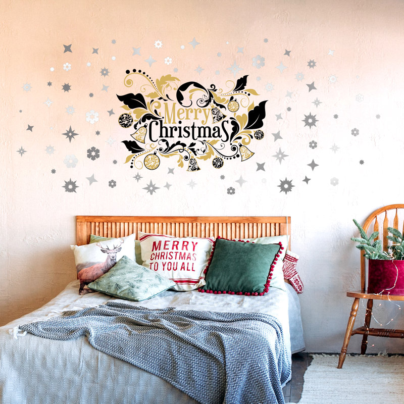 Elegant with Metalic Snowflakes Christmas Wall Sticker, Silver