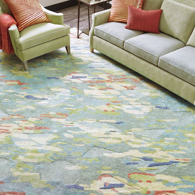 Reflections Abstract Handmade Tufted Green/Blue/Red Area Rug, Rectangle 3' x 5'
