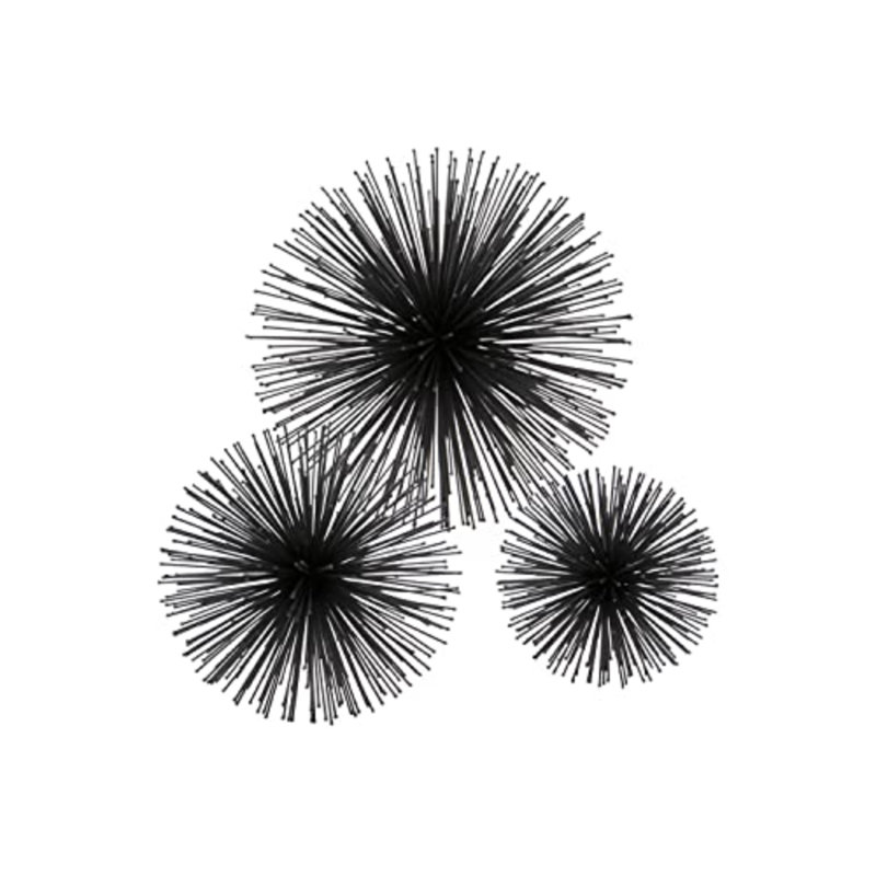 Erizo Spiked Large Sphere, 10" H x 10" W x 10" D, Black