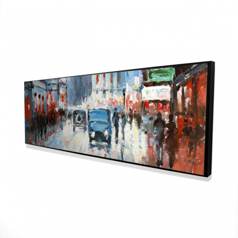 «Abstract Red and Blue City» sur toile, H 20 po x l 60 po