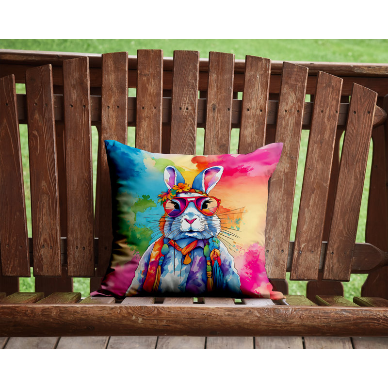 Hippie Animals Other/No Pattern Throw Pillow, 14"H x 14"W