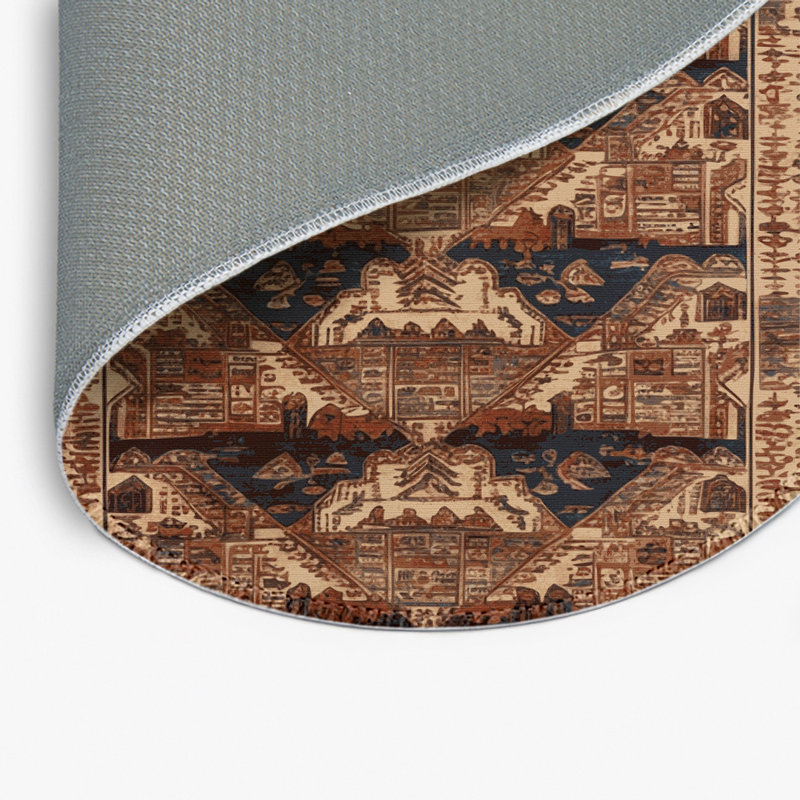 Tapis turc intérieur et extérieur brun, Rond 5 pi