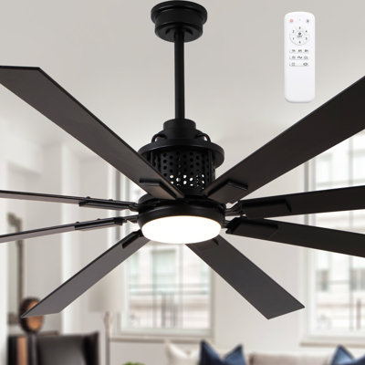 72" Farmhouse Ceiling Fan with Light, 8 Blades Large Wood Ceiling Fan with 3 Downrods, DC Motor Reversible Ceiling Fan for Living Room