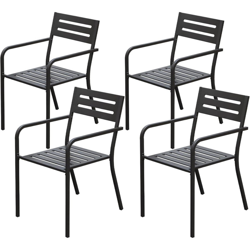 Chaises de patio ergonomiques empilables en métal pour les rassemblements extérieurs