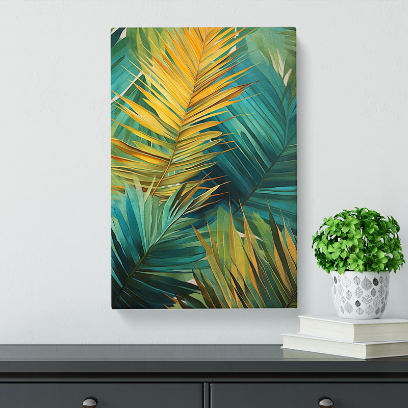 Palm Leaf Contemporary - No Frame Print, 60cm H x 40cm W x 3cm D