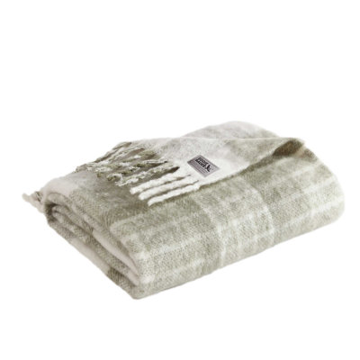 Eddie Bauer Hearthstone Plaid Faux Mohair Green Throw Blanket