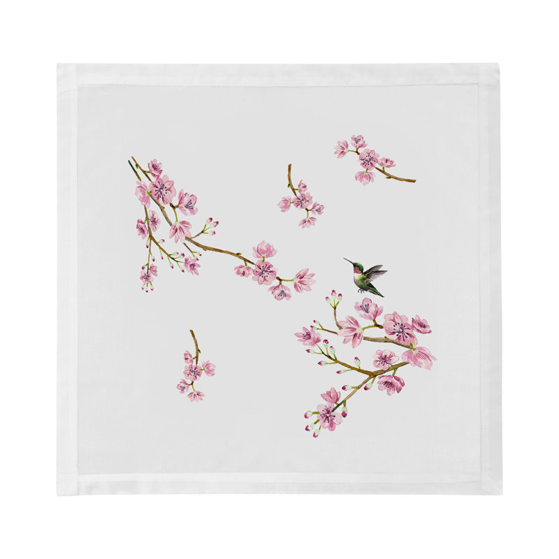 Blossom Fantasia Cotton Sateen Dinner Napkins, White Pink