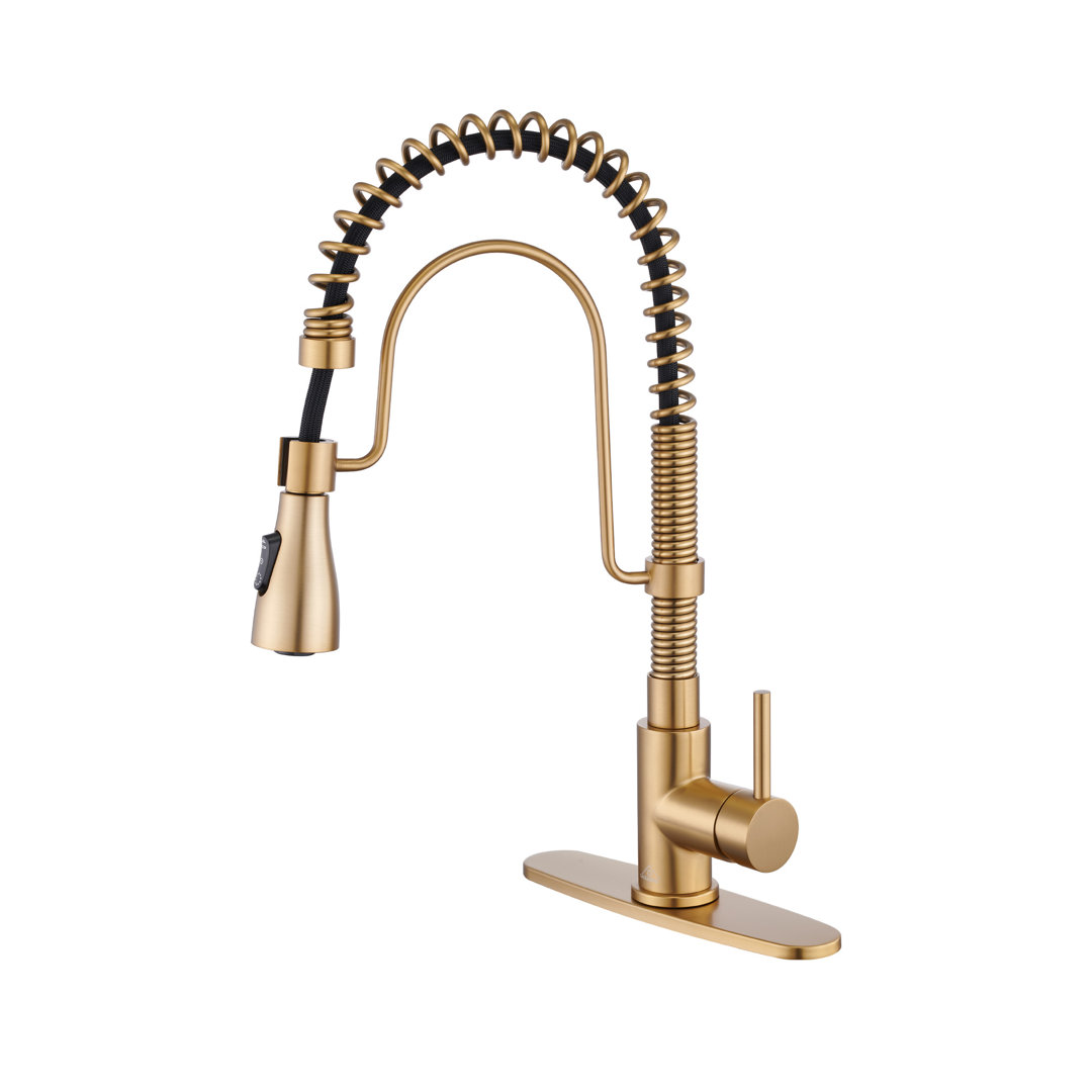 Bolden CASAINC 1.8 GPM Spring Neck Pull Down Kitchen Faucet with Deck Plate CASAINC 