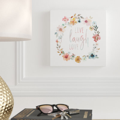 « live rire love », art textuel sur toile tendue