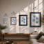 Blue Flowers Botanical - Framed Print-841091396-841091393