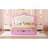 Full Size Upholstered Bed Frame With LED Lights, Modern Upholstered Princess Bed With Crown Headboard, 2 Drawers, Pink+White-401495958