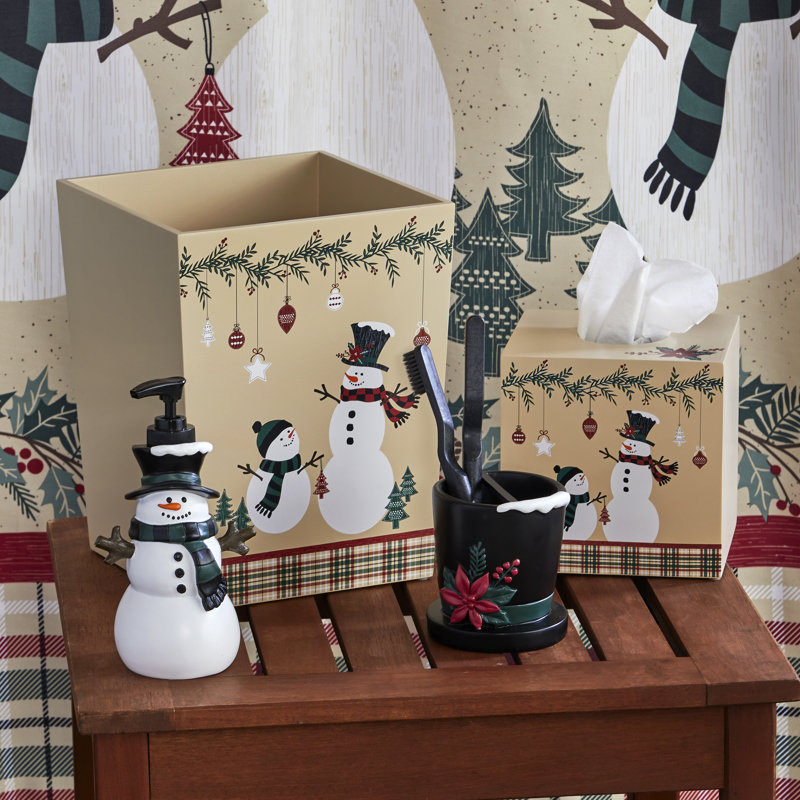 Rustic Plaid Snowman MDF Holiday Tissue Dispenser