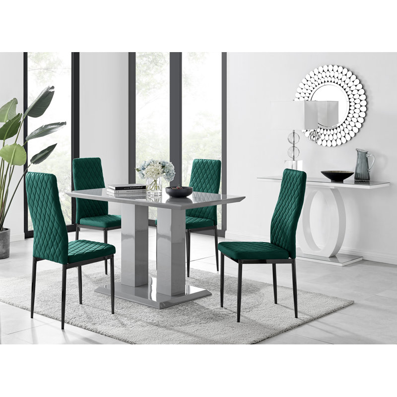 4 - Person Dining Set, Green/Black