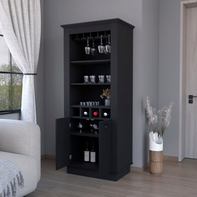 Armoire de bar chic avec support à vin et rangement intérieur 4 options de présentation intégrées