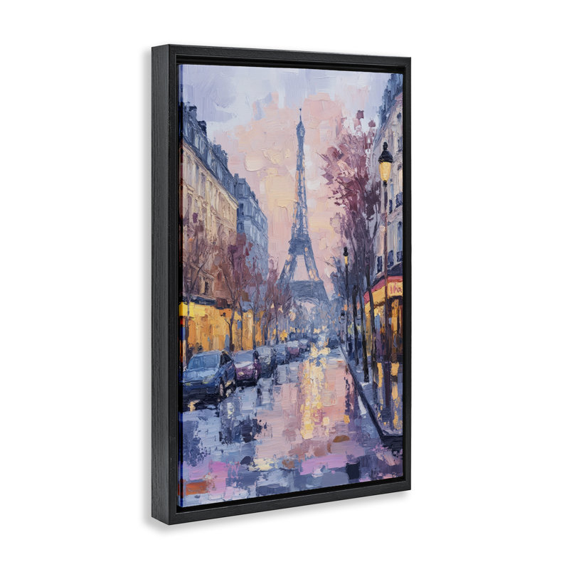 Cadre flottant abstrait Paris Street, par Petal Prints Design, Cadre flottant noir de jais, H 25 po x l 17 po