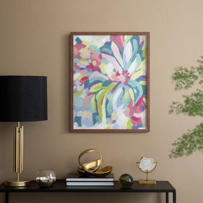 «Tropical Bloom Kaleidoscope II», reproduction encadrée - bois massif