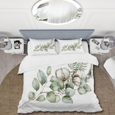 Green/White Microfiber Duvet Cover Set