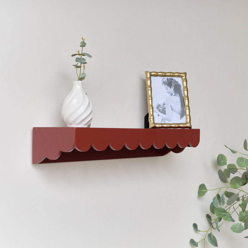 Aburto Wood Floating Shelf, Oxblood Dark Red