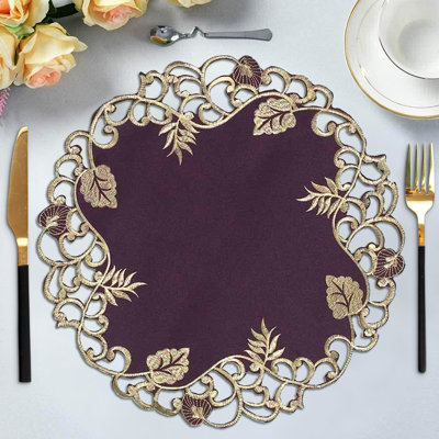 Filoteo Floral Embroidered Round Placemats for Dining Table Christmas Decor Set of 4 Tarantino Collection