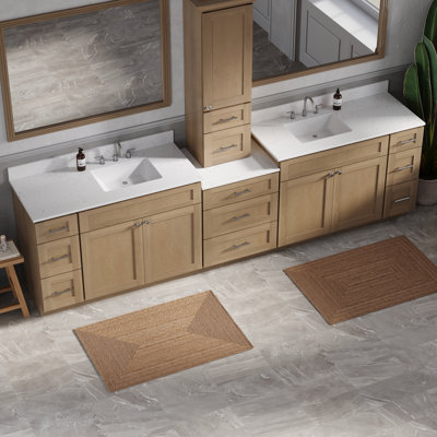 Meuble-lavabo double 120 po avec comptoir en bois massif Carrara