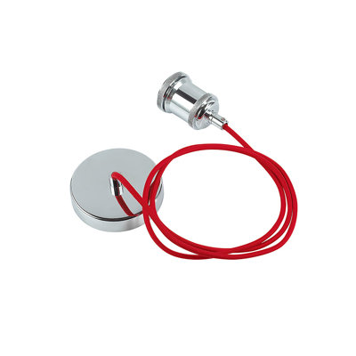 1.5M Suspension Kit 1 Light Polished Chrome/Black Braided Cable, E27 Max 60W, C/W Ceiling Bracket