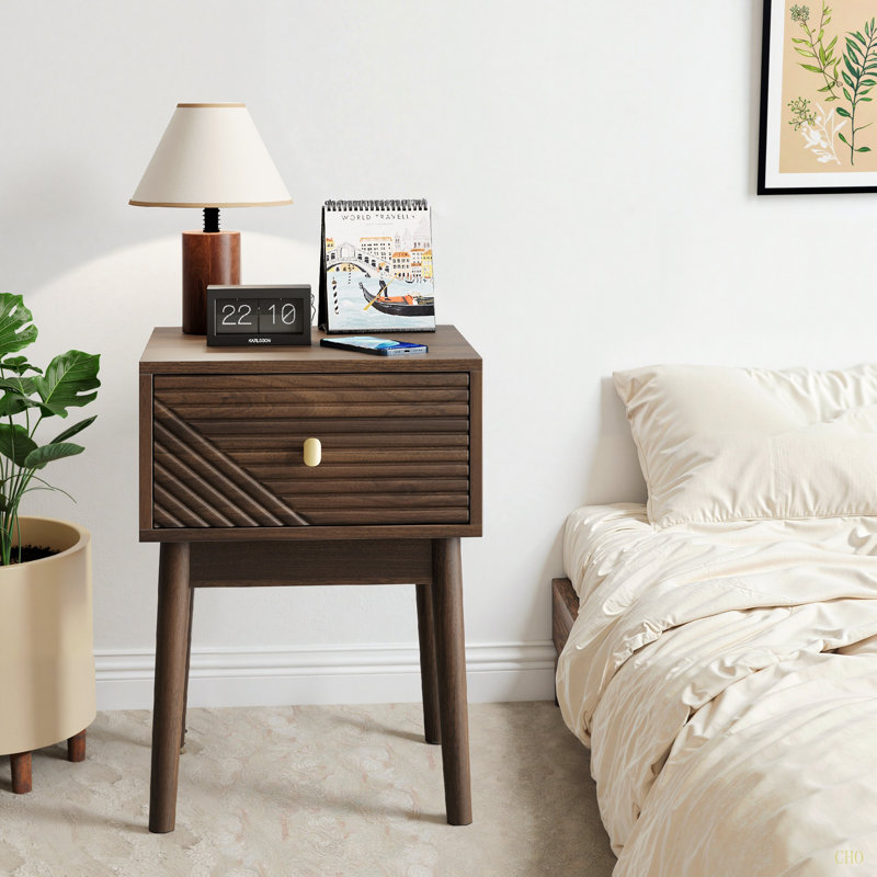 Ensemble de 2 pièces de table de chevet avec poignées en métal de style médiéval-moderne, ensemble de 2 pièces 15,75 po x 15,75 po x 21,65 po