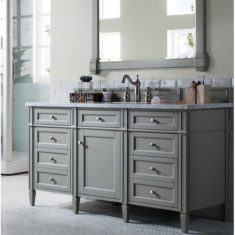 Meuble-lavabo simple 60 po Dussault, Gris urbain, Délice de lime, 8 po
