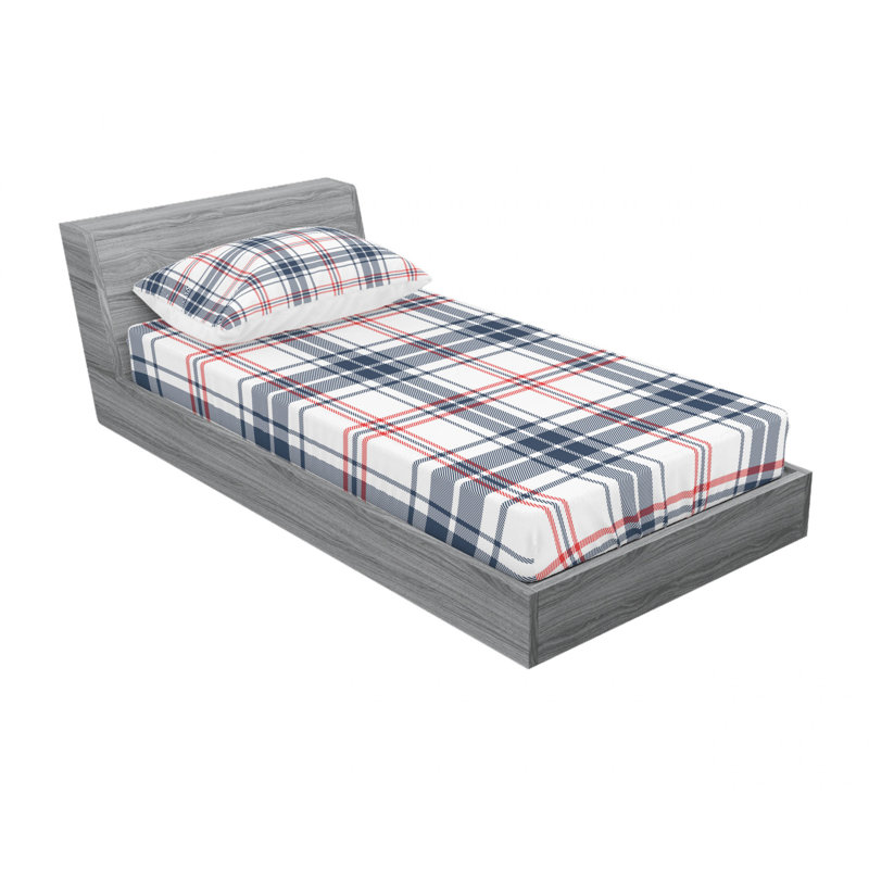 Ensemble de draps en microfibre géométrique, Ensemble de draps pour lit simple TG avec drap-hou, Scottish Effects Plaid