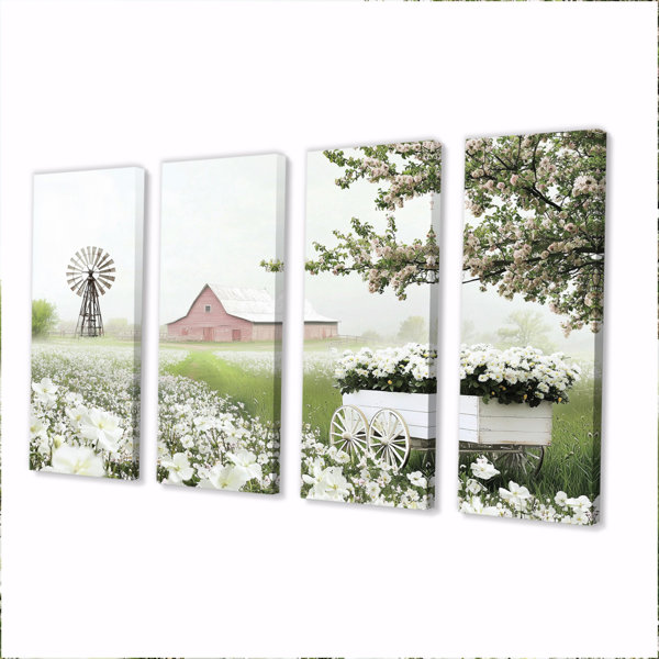 August Grove® Floral Farm Cart At The Barn II - Barn Wall Art Print Set ...