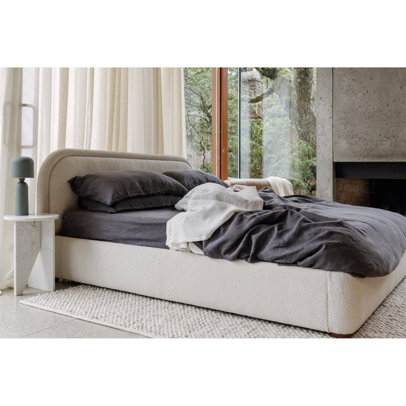 Shonda Upholstered Low Profile Platform Bed, Oatmeal, King