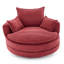 Fauteuil de salon rond pivotant à 360° rouge avec coussin double couche, oreiller de soutien, mécanisme silencieux, tissu velours côtelé pour faire la sieste au bureau, profondeur d'assise de 96,5 cm, design du coussin, 3 oreillers amovibles.