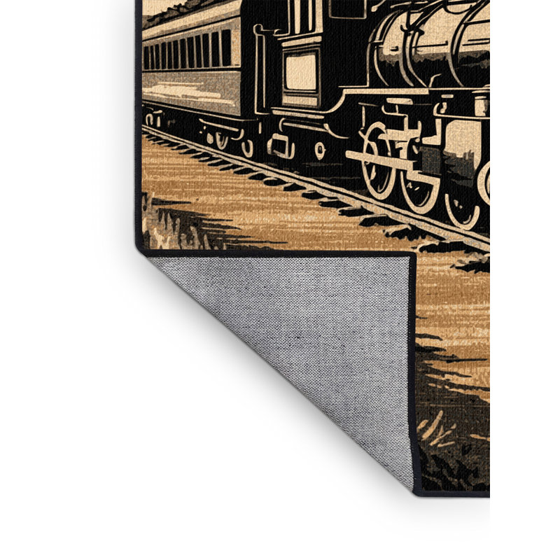 Machine Washable Transportation Black Area Rug, Rectangle 7' x 10'