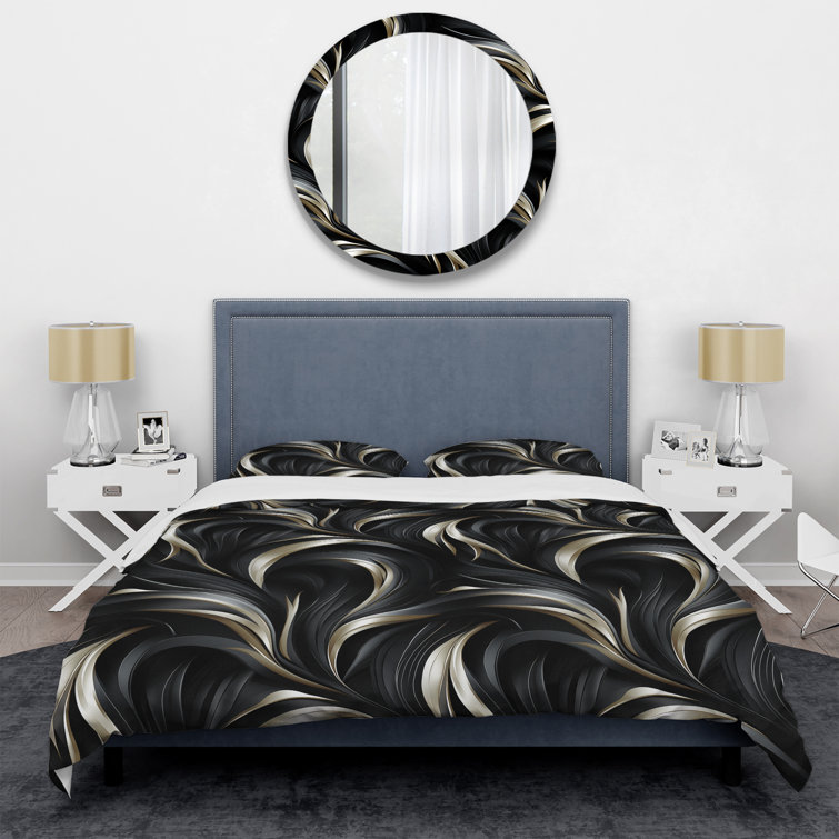 Ensemble de housse de couette Deep Black Silver Elegance VI - Glam